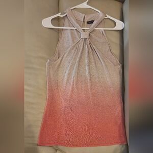 White House Black Market Pink and Cream Halter Tank Top